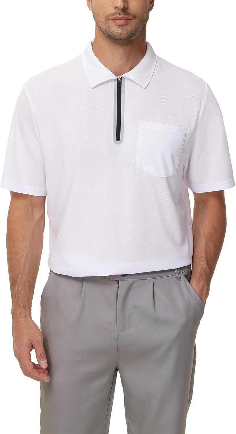MOHEEN Men'S Moisture Wicking Short Sleeve Polo Shirts UPF 50+ Lightweight Performance Golf Shirts M-6XL