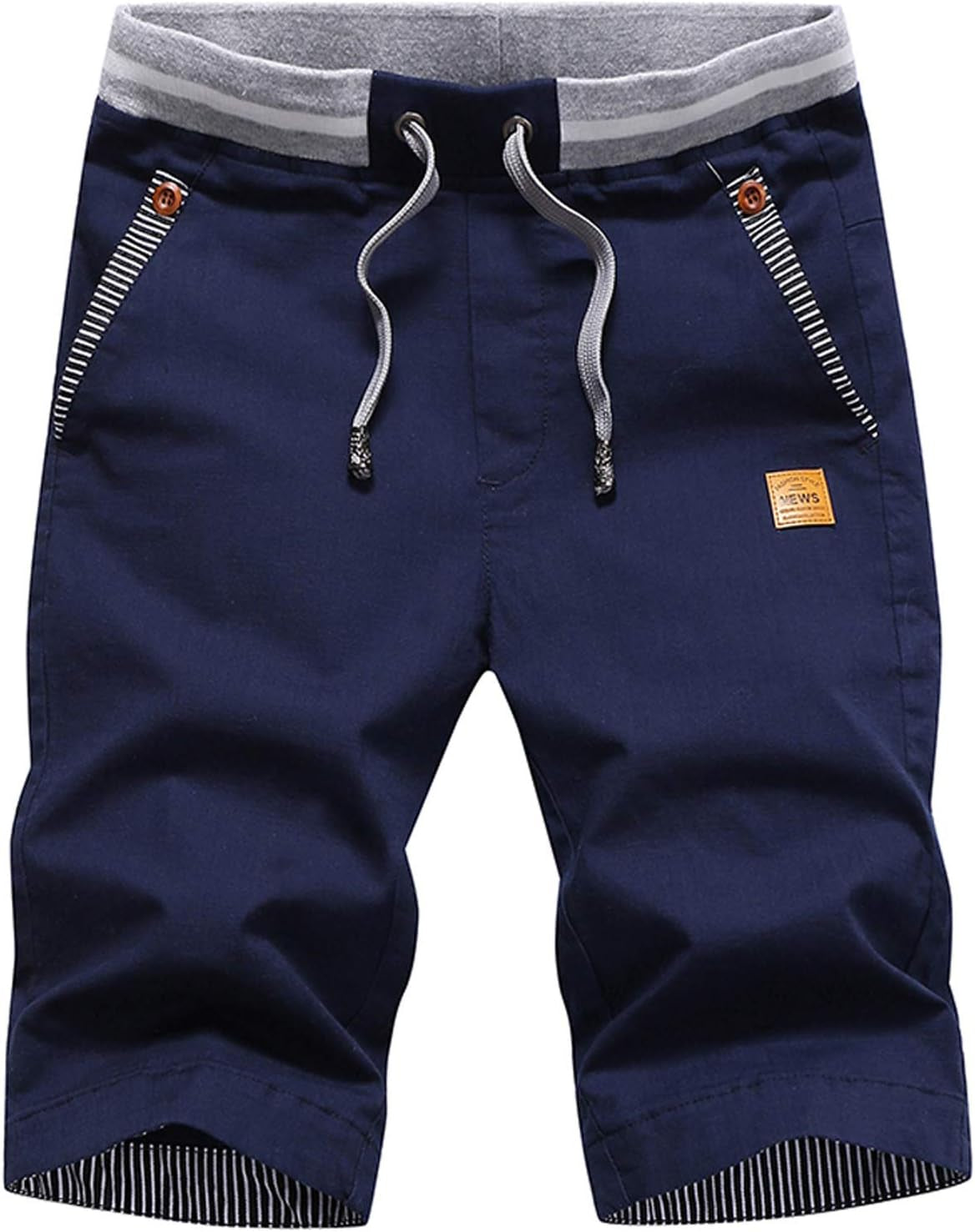 Justsun Mens Shorts Casual Classic Fit Cotton Summer Beach Shorts with Elastic Waist and Pockets