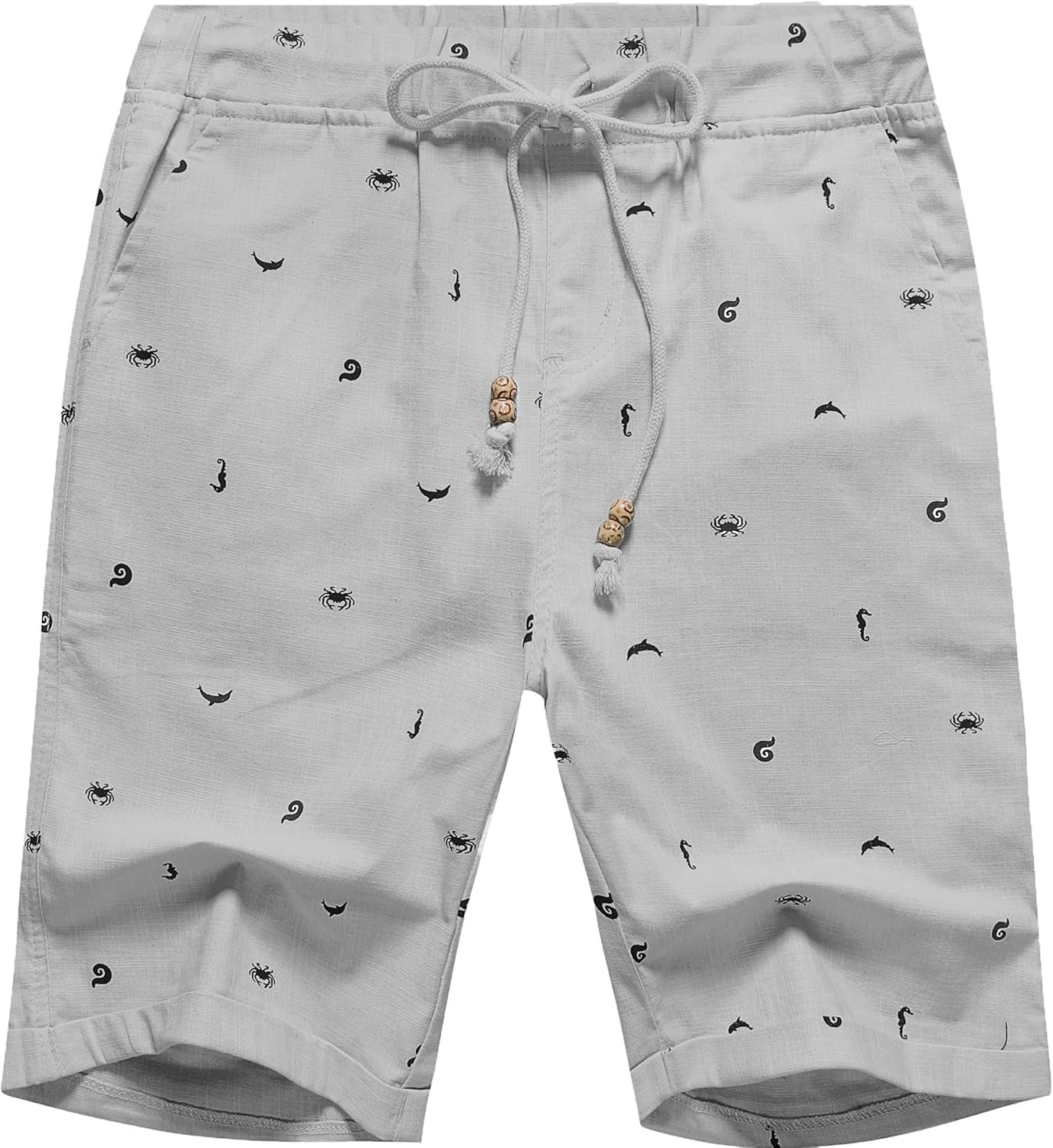 Boisouey Men'S Linen Casual Classic Fit Short Summer Beach Shorts