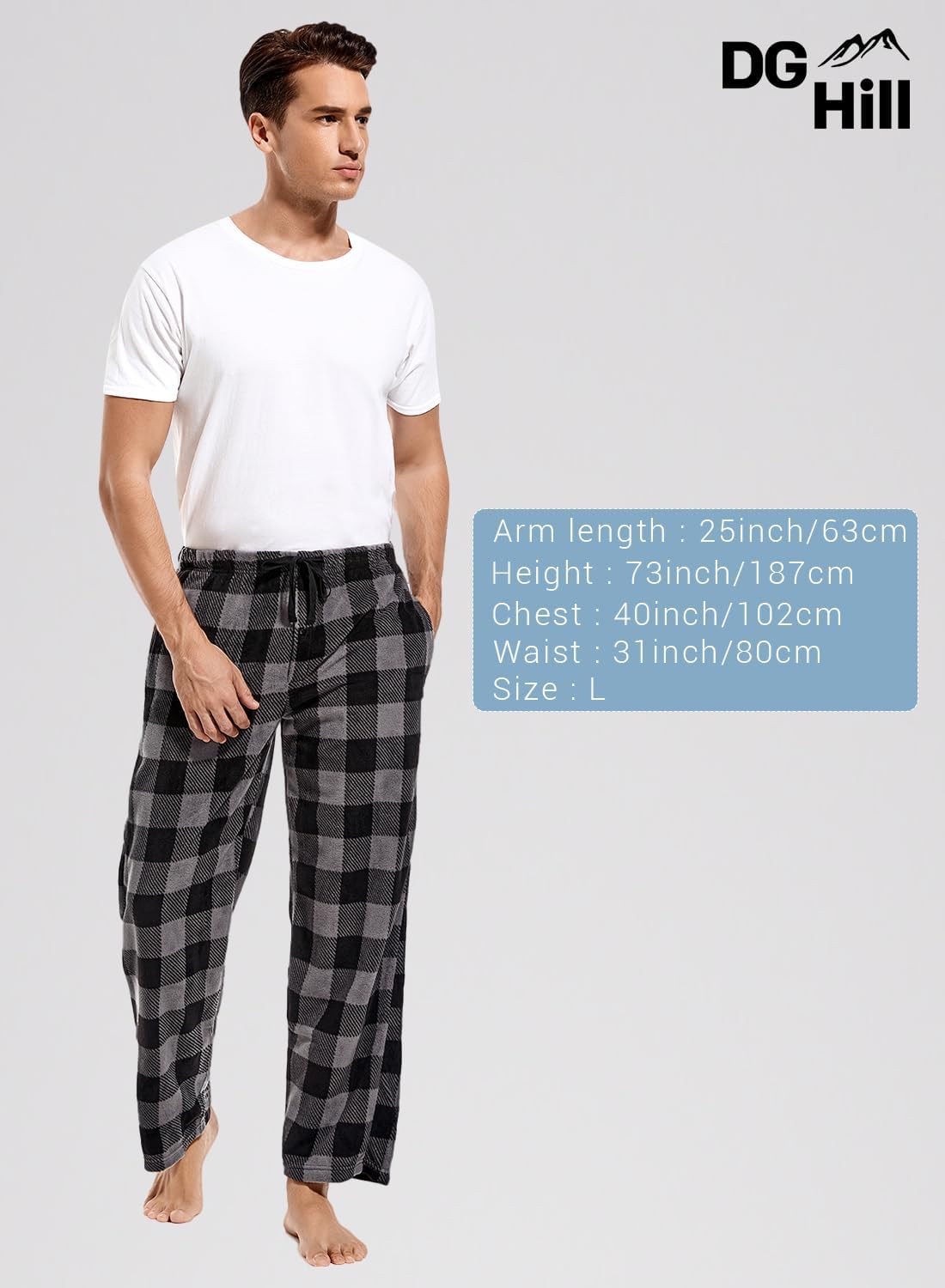 DG Hill 1Pack or 3Pack Mens PJ Pajama Pants Bottoms Fleece Lounge Pants Sleepwear Plaid Pjs with Pockets Microfleece