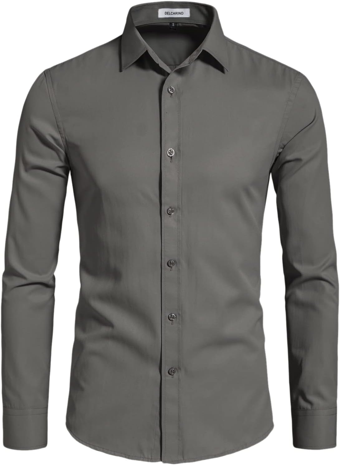 Men'S Long Sleeve Button up Shirts Solid Slim Fit Casual Business Formal Dress Shirt