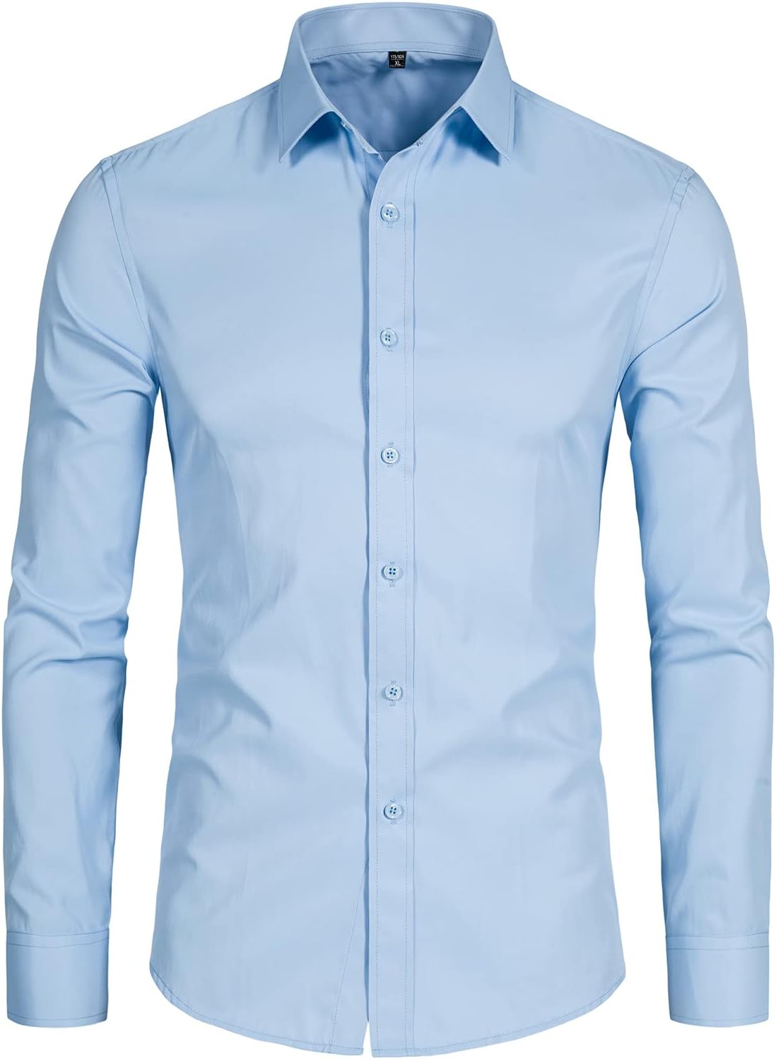 Men'S Long Sleeve Button up Shirts Solid Slim Fit Casual Business Formal Dress Shirt