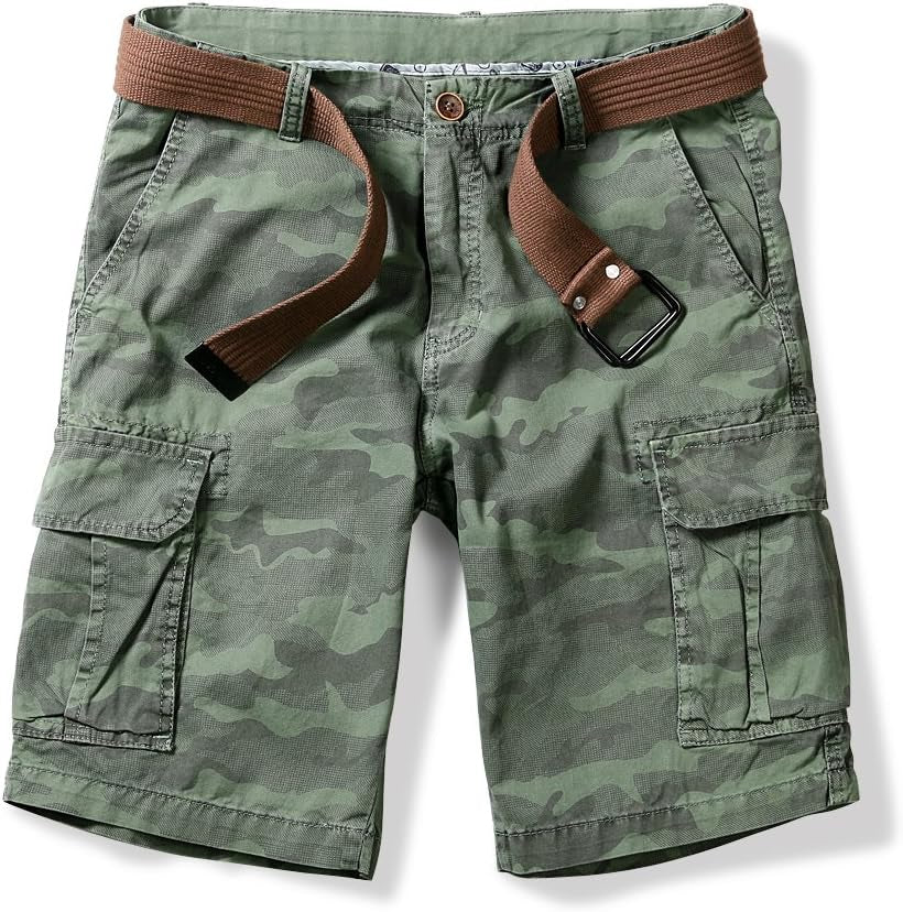 OCHENTA Men'S Lightweight Cargo Shorts with Pockets Cotton Shorts for Men Casual (No Belt)