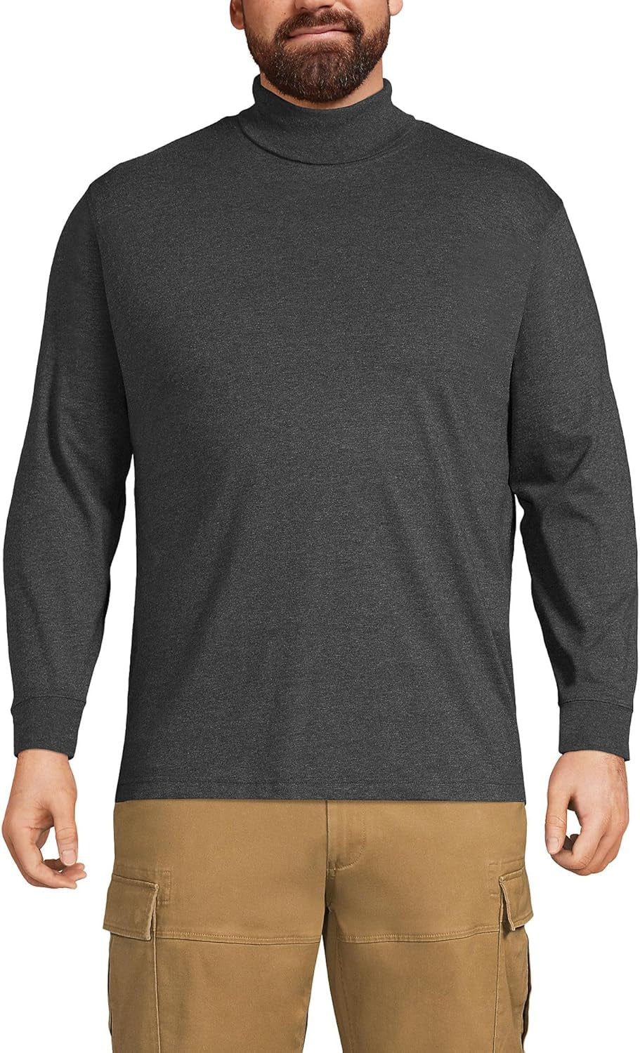 Lands' End Men'S Super-T Cotton-Blend Turtleneck Shirt