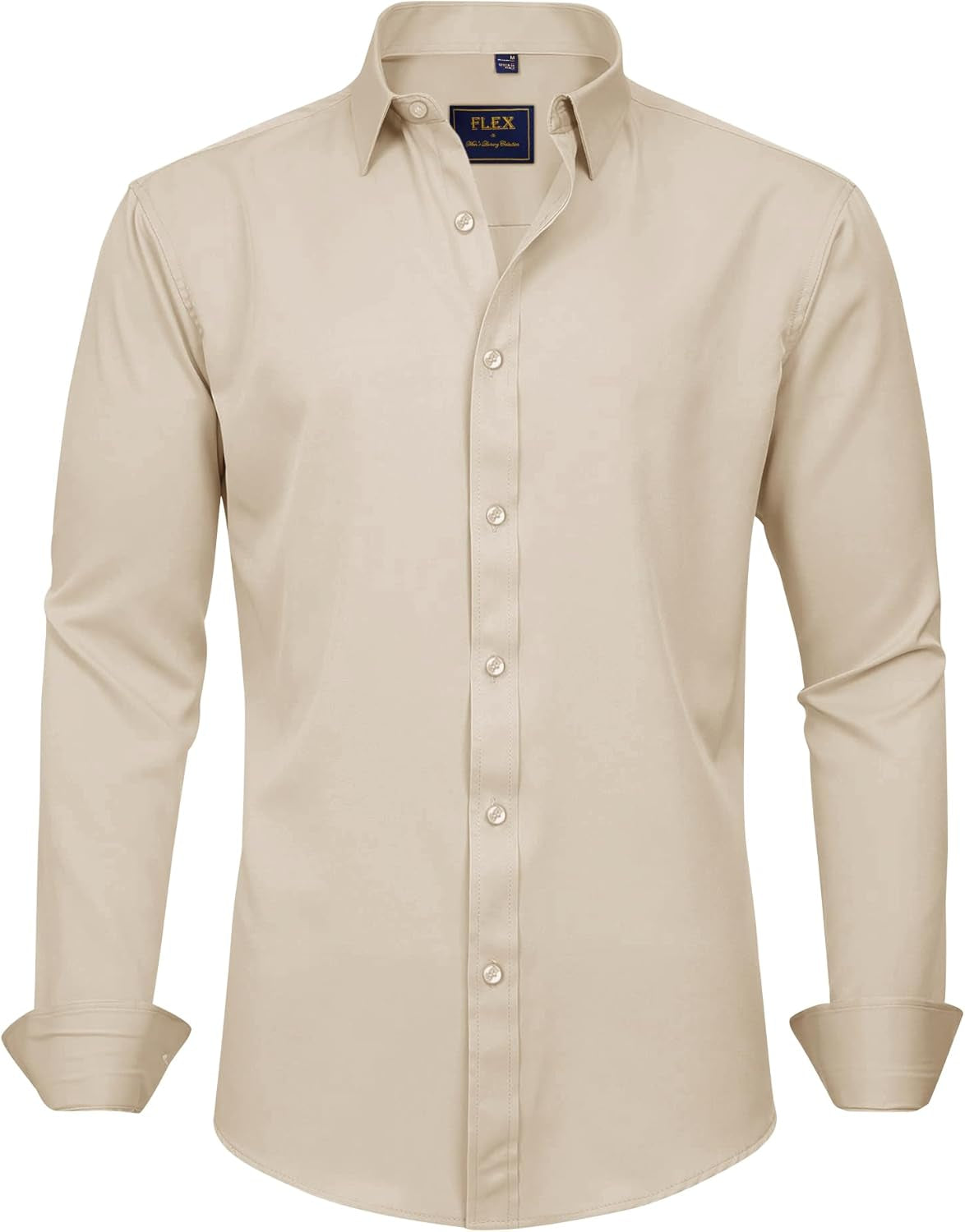 J.VER Men'S Dress Shirts Solid Long Sleeve Stretch Wrinkle-Free Formal Shirt Business Casual Button down Shirts