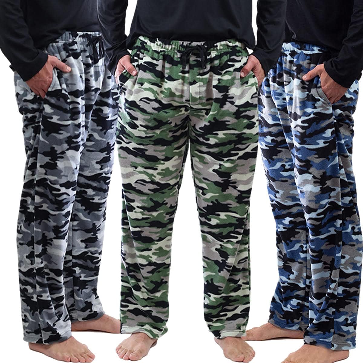 DG Hill 1Pack or 3Pack Mens PJ Pajama Pants Bottoms Fleece Lounge Pants Sleepwear Plaid Pjs with Pockets Microfleece