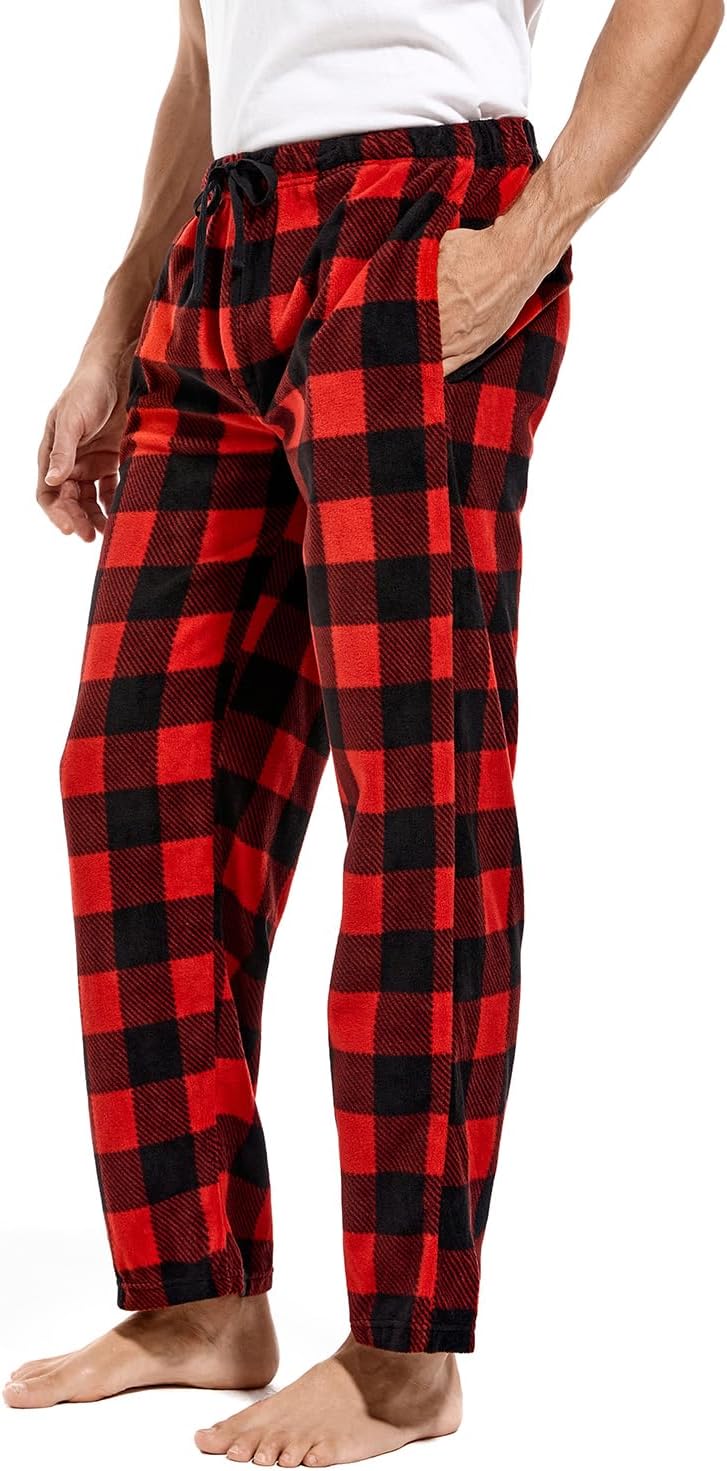 DG Hill 1Pack or 3Pack Mens PJ Pajama Pants Bottoms Fleece Lounge Pants Sleepwear Plaid Pjs with Pockets Microfleece