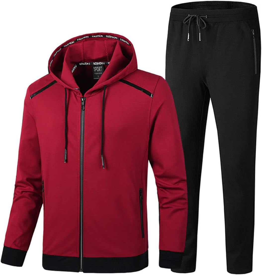 PRIJOUHE Men'S Tracksuit Hooded Fitness Sport Suits Gym Hoodie 2 Piece Hoodies Joggers Sweatpants Sets Gym Jogging Tracksuits