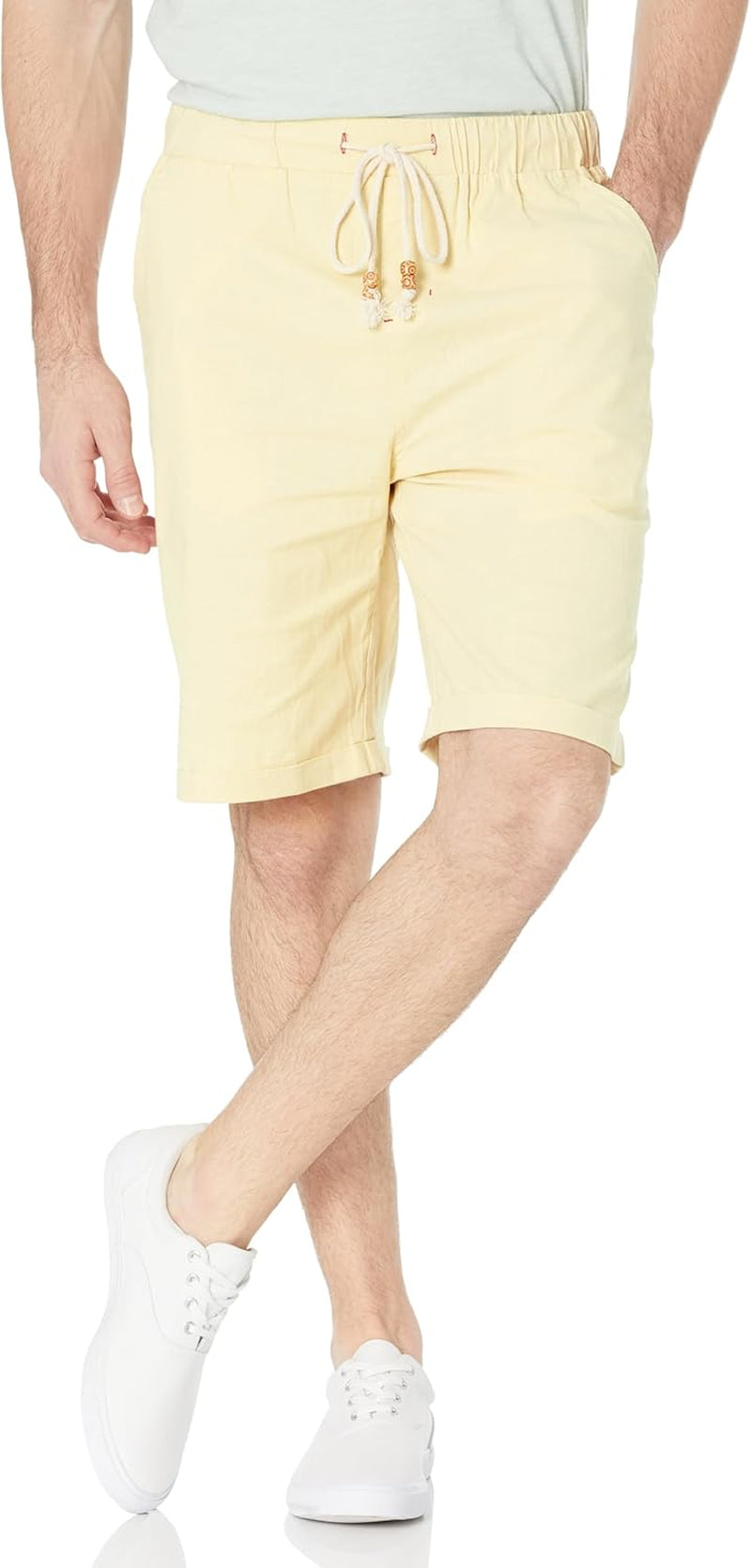 Janmid Men'S Linen Shorts Casual Drawstring Summer Beach Shorts for Men