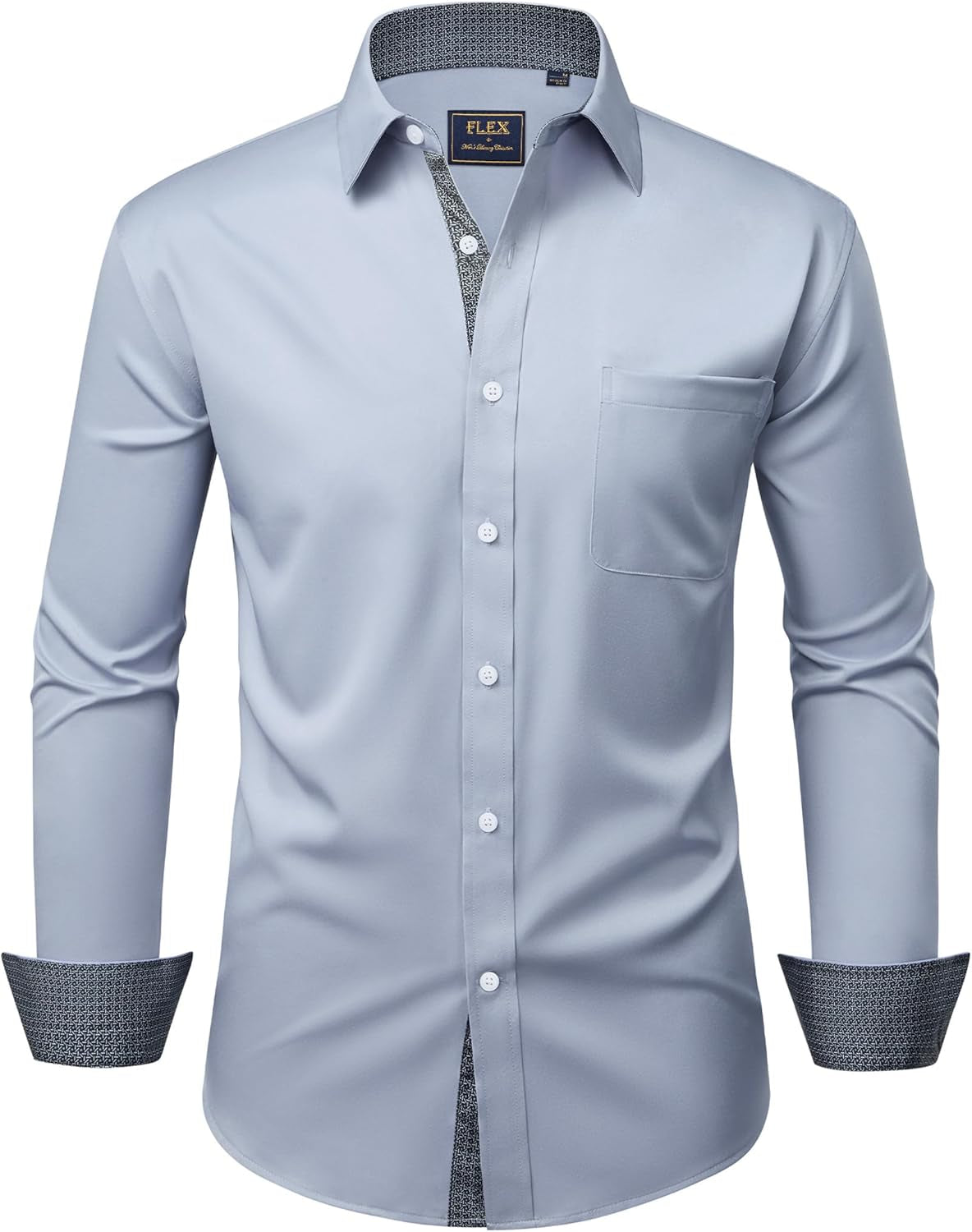 Alimens & Gentle Men'S Dress Shirts Long Sleeve Wrinkle-Free Business Casual Button down Shirt