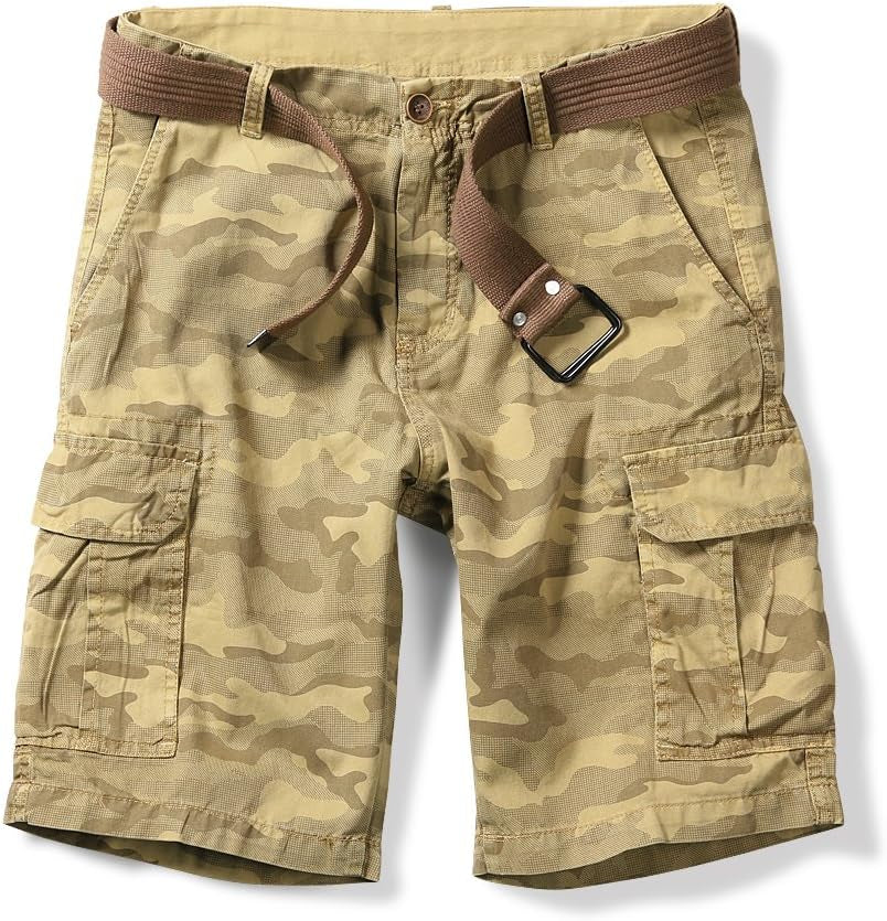OCHENTA Men'S Lightweight Cargo Shorts with Pockets Cotton Shorts for Men Casual (No Belt)