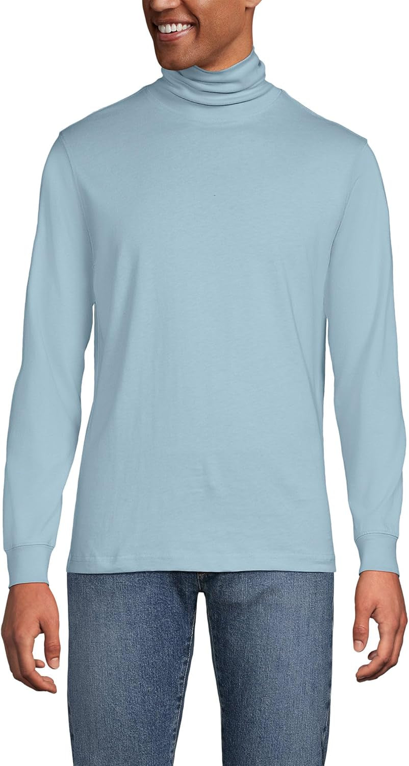 Lands' End Men'S Super-T Cotton-Blend Turtleneck Shirt