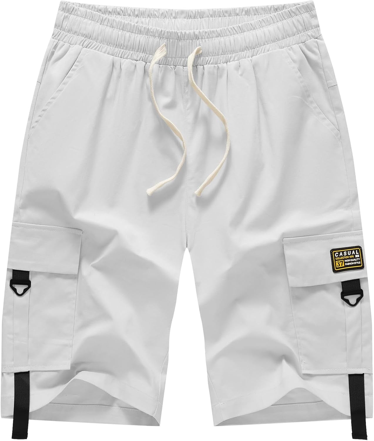 Xinyangni Men'S Cargo Shorts Elastic Waist Relaxed Fit Cotton Casual Outdoor Lightweight Work Shorts Multi-Pockets