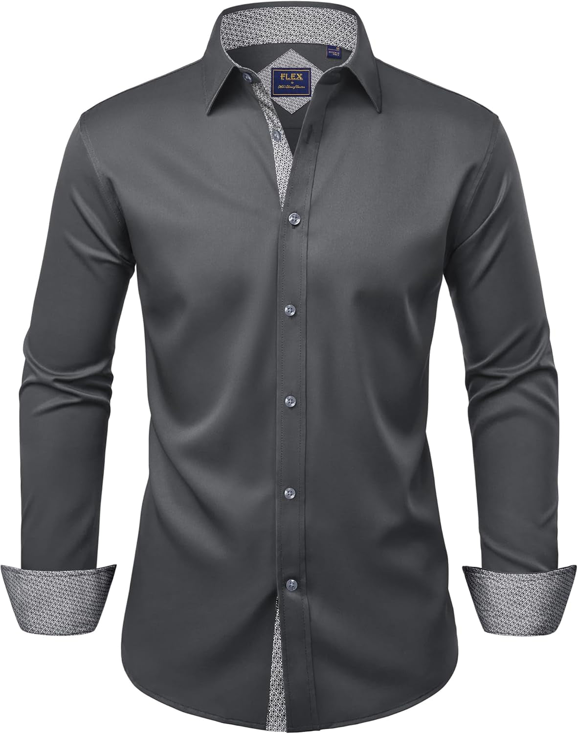 Alimens & Gentle Men'S Dress Shirts Long Sleeve Wrinkle-Free Business Casual Button down Shirt