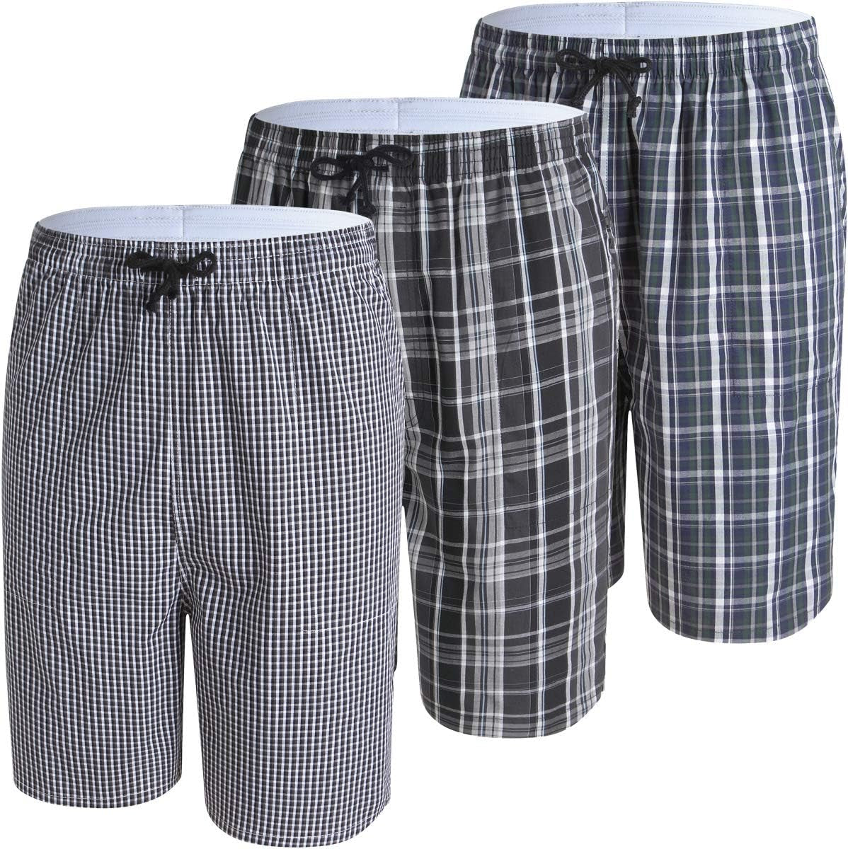 JINSHI Men'S Sleep Shorts Lounge Sleepwear 3PACK