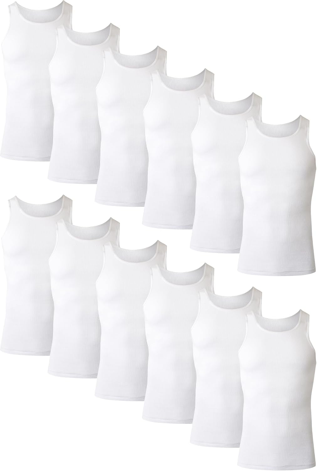 Hanes Top Undershirt Pack, 6-Pack, Moisture-Wicking Cotton Ribbed Tanks for Men