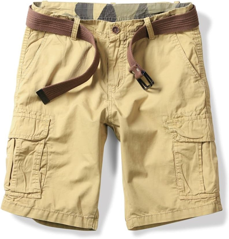 OCHENTA Men'S Lightweight Cargo Shorts with Pockets Cotton Shorts for Men Casual (No Belt)