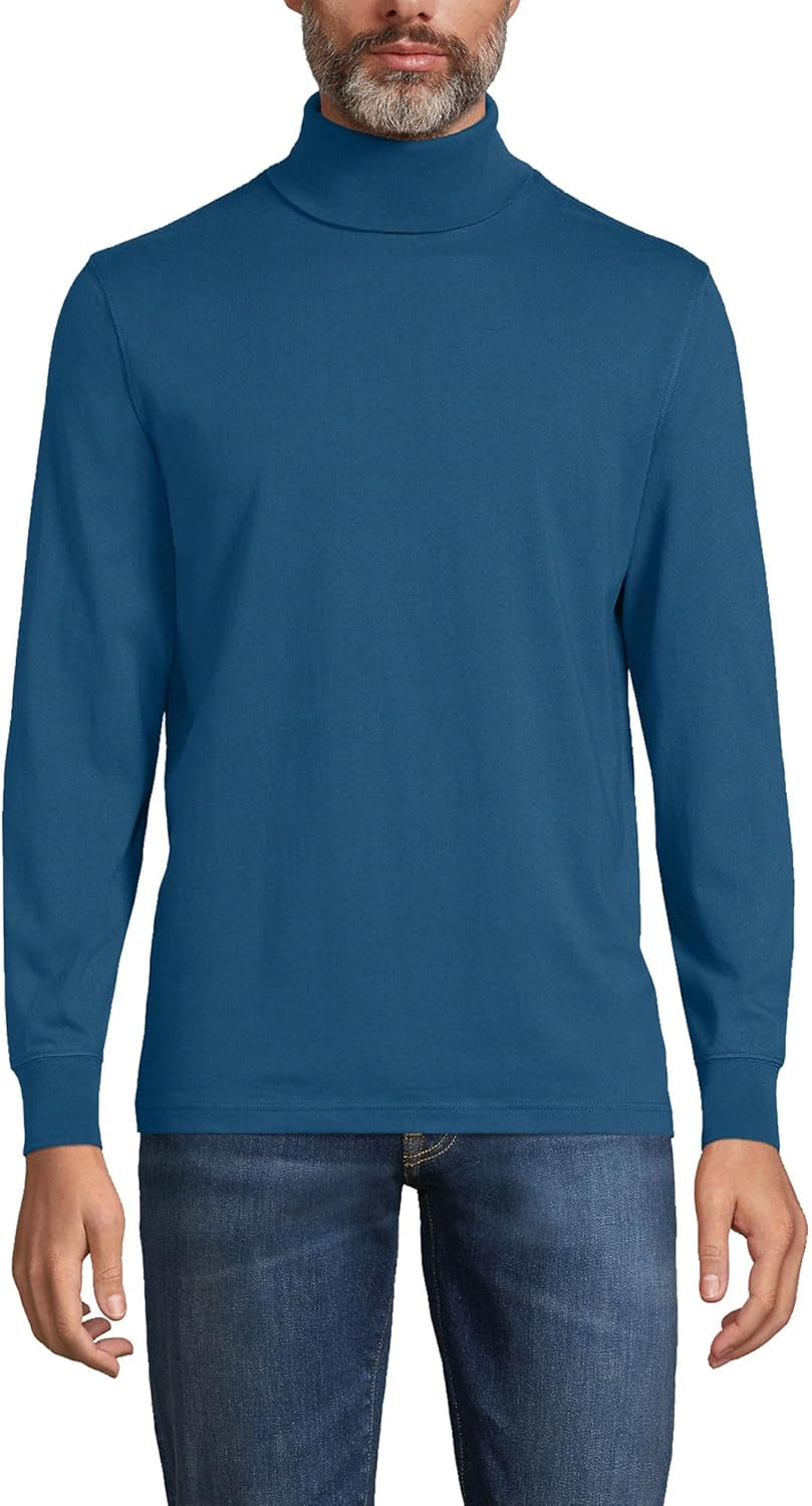Lands' End Men'S Super-T Cotton-Blend Turtleneck Shirt