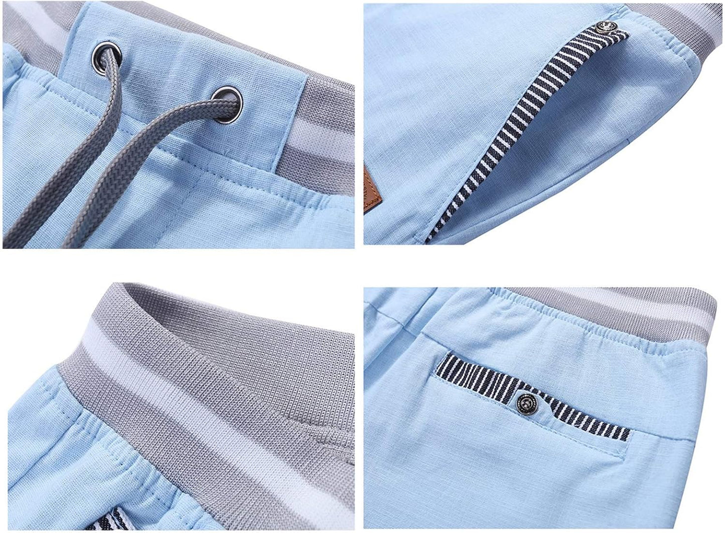 Justsun Mens Shorts Casual Classic Fit Cotton Summer Beach Shorts with Elastic Waist and Pockets