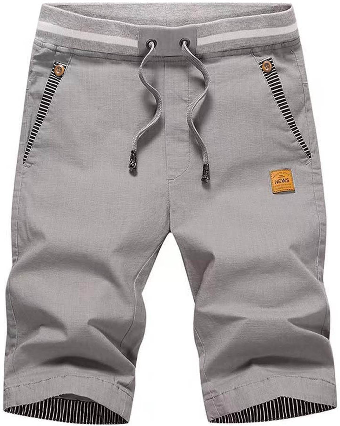 Justsun Mens Shorts Casual Classic Fit Cotton Summer Beach Shorts with Elastic Waist and Pockets