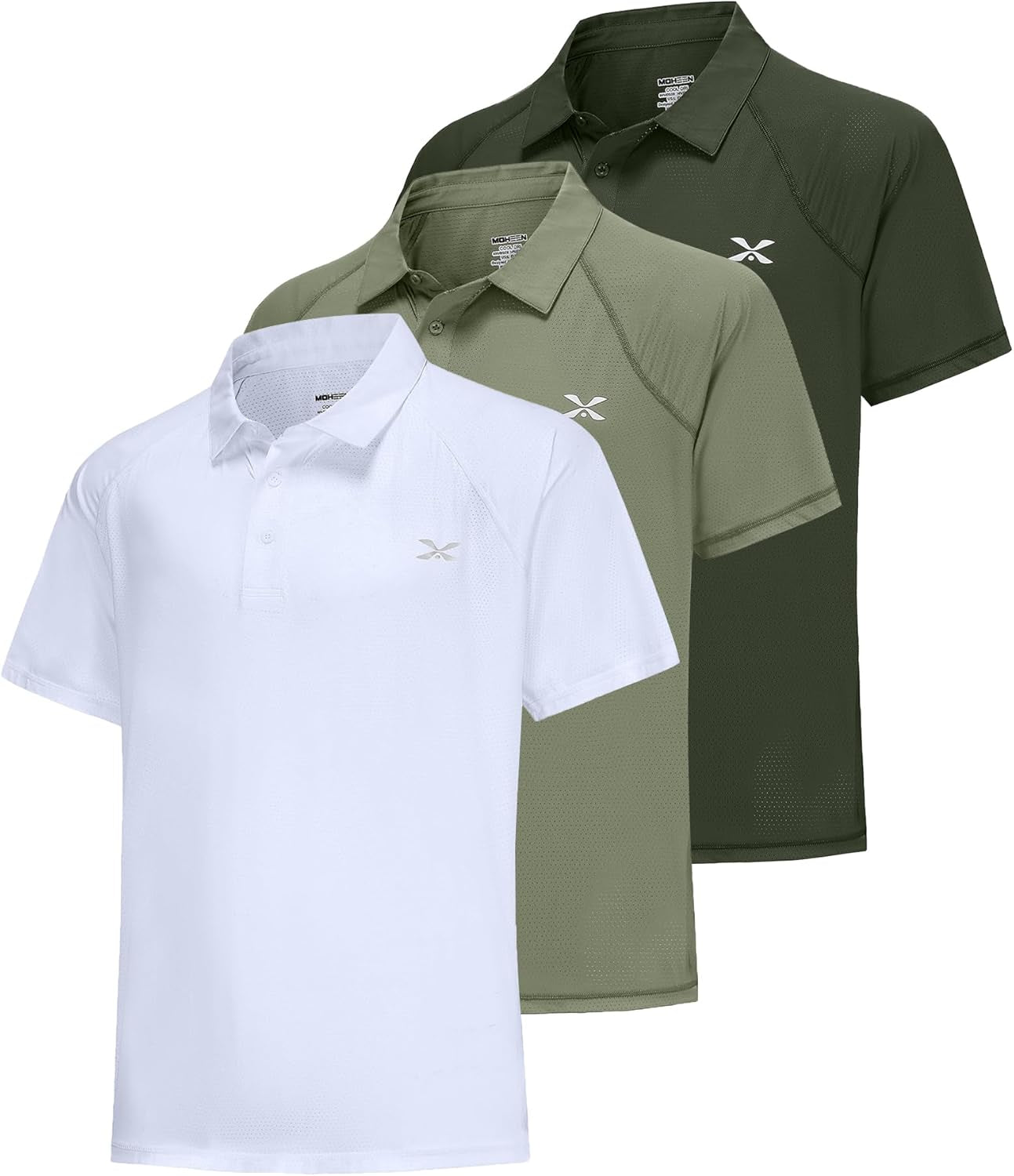 MOHEEN Men'S Moisture Wicking Short Sleeve Polo Shirts UPF 50+ Lightweight Performance Golf Shirts M-6XL