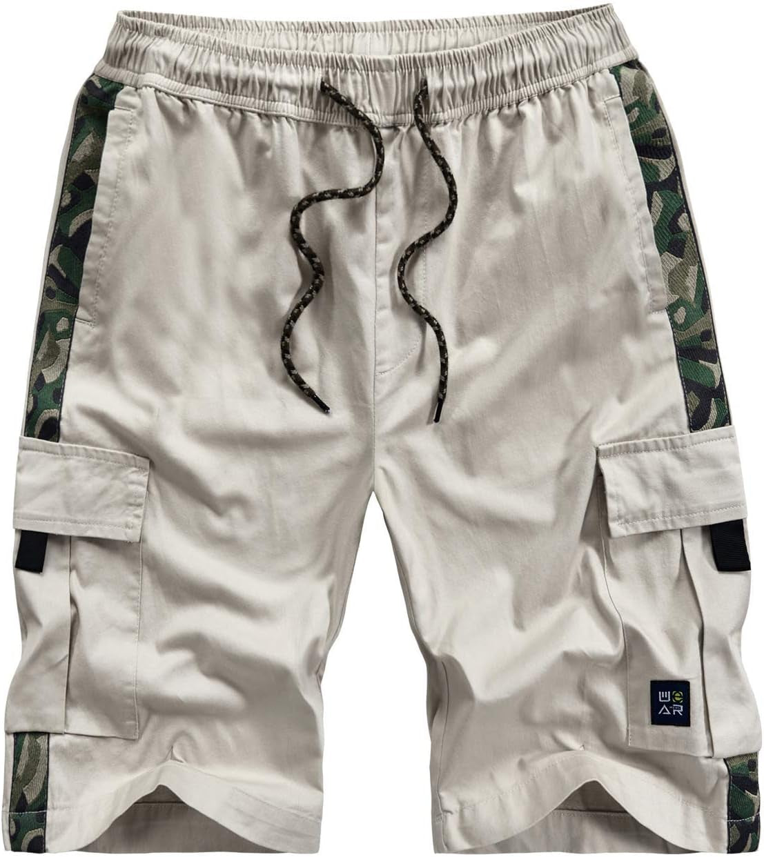 Xinyangni Men'S Cargo Shorts Elastic Waist Relaxed Fit Cotton Casual Outdoor Lightweight Work Shorts Multi-Pockets
