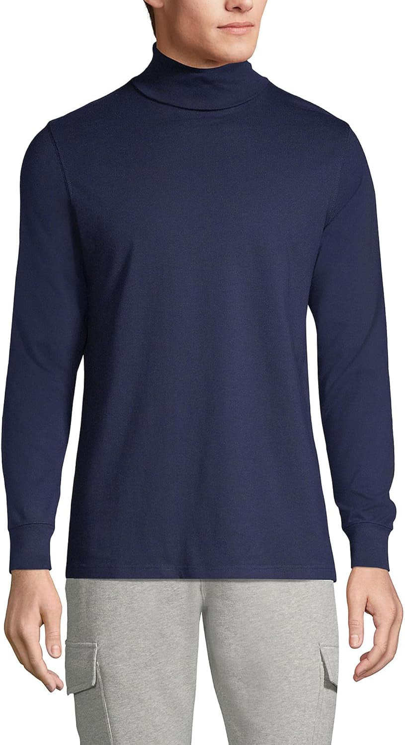 Lands' End Men'S Super-T Cotton-Blend Turtleneck Shirt