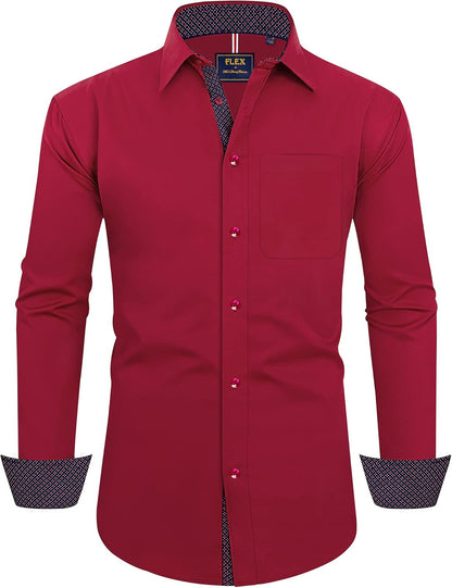 Alimens & Gentle Men'S Dress Shirts Long Sleeve Wrinkle-Free Business Casual Button down Shirt