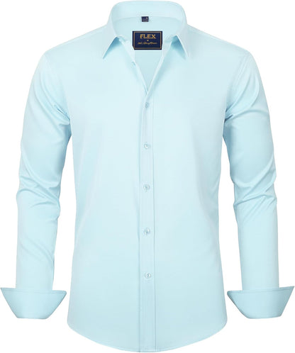 J.VER Men'S Dress Shirts Solid Long Sleeve Stretch Wrinkle-Free Formal Shirt Business Casual Button down Shirts