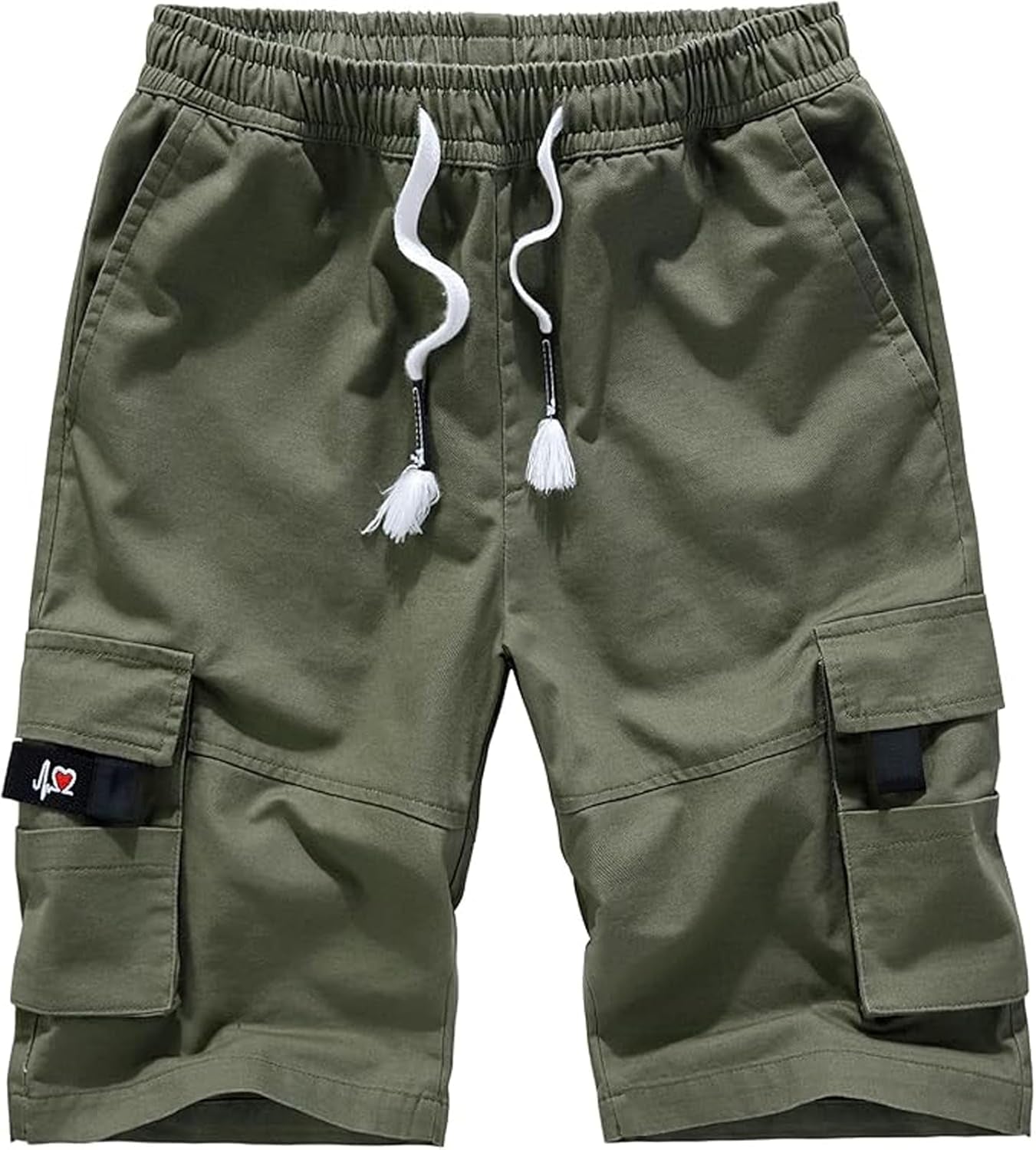 Xinyangni Men'S Cargo Shorts Elastic Waist Relaxed Fit Cotton Casual Outdoor Lightweight Work Shorts Multi-Pockets