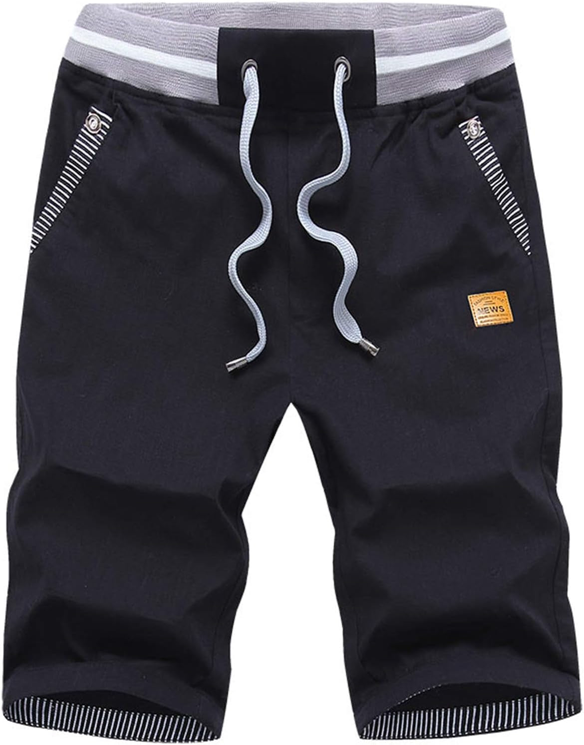 Justsun Mens Shorts Casual Classic Fit Cotton Summer Beach Shorts with Elastic Waist and Pockets