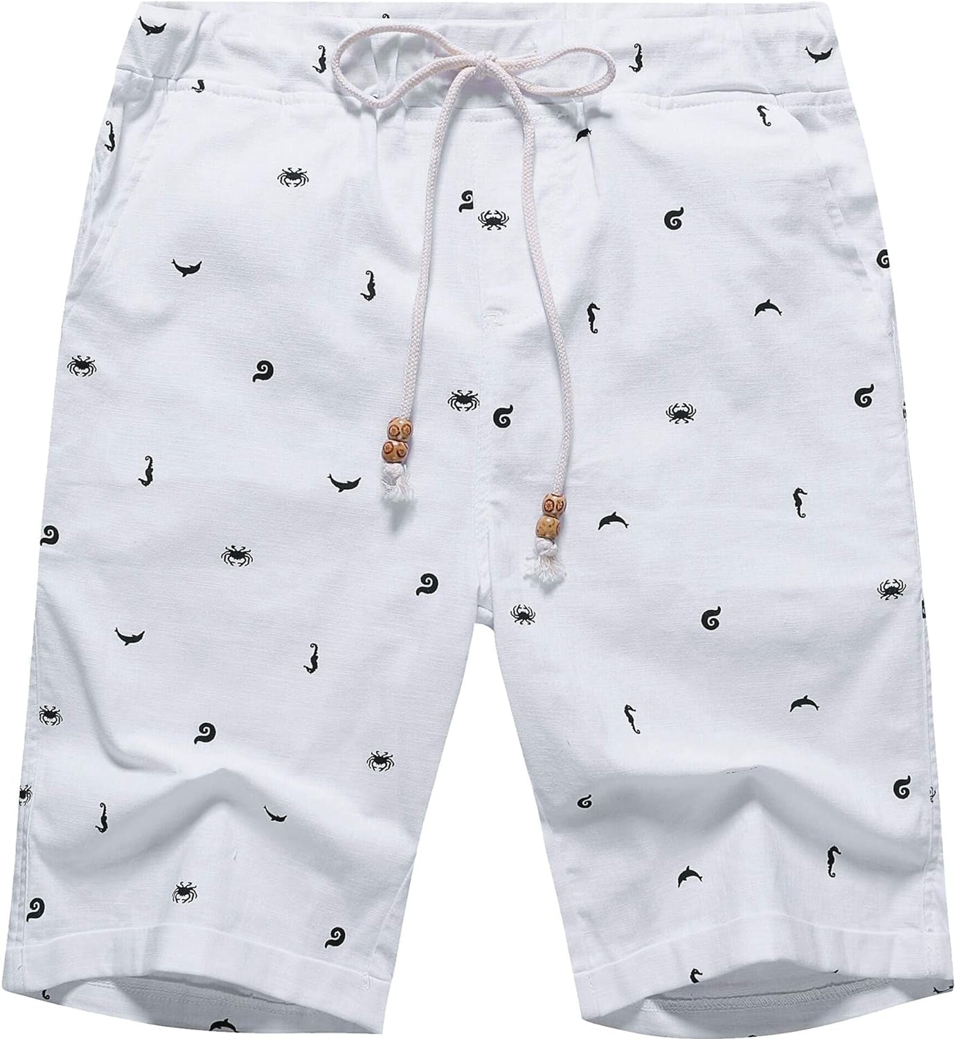 Boisouey Men'S Linen Casual Classic Fit Short Summer Beach Shorts