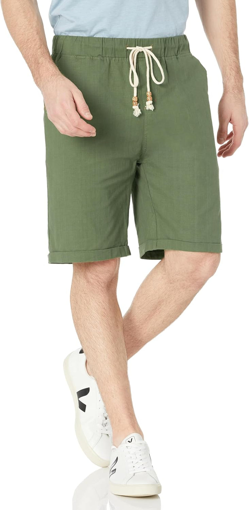 Janmid Men'S Linen Shorts Casual Drawstring Summer Beach Shorts for Men