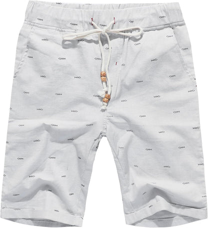 Boisouey Men'S Linen Casual Classic Fit Short Summer Beach Shorts