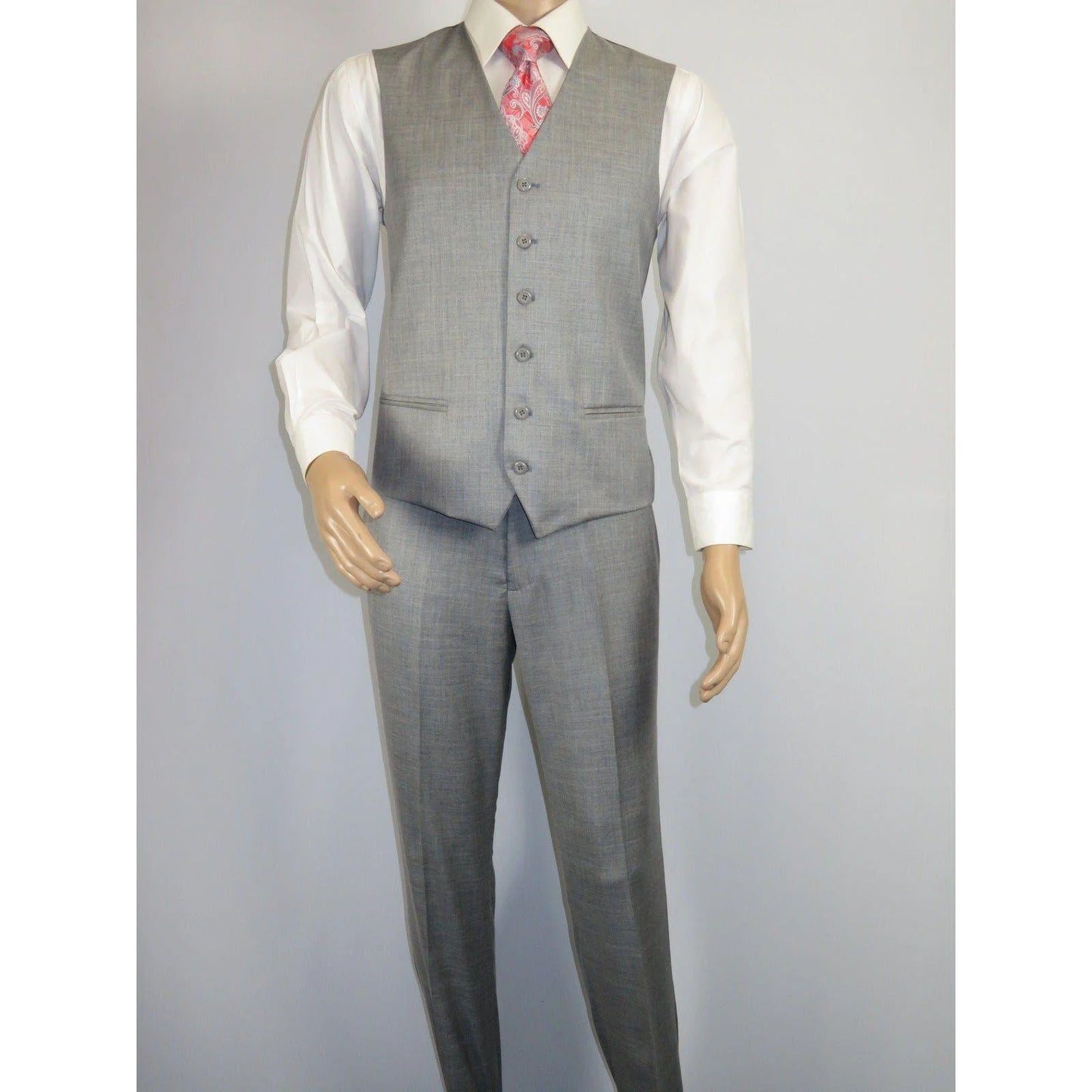 Mens Three Piece Suit Vested  Soft Fabric with Sheen M3090 Stone Gray 3Pc