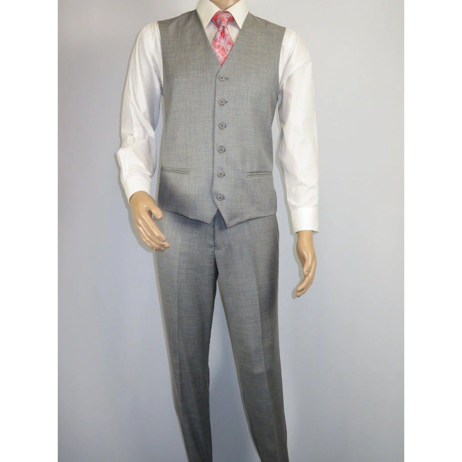 Mens Three Piece Suit Vested  Soft Fabric with Sheen M3090 Stone Gray 3Pc
