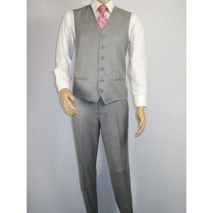 Mens Three Piece Suit Vested  Soft Fabric with Sheen M3090 Stone Gray 3Pc