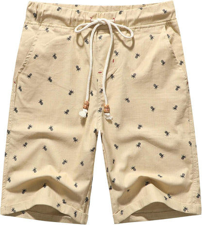 Boisouey Men'S Linen Casual Classic Fit Short Summer Beach Shorts