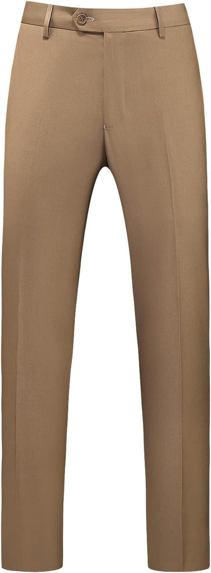 MOGU Mens Front Flat Casual Dress Pants Slim Fit