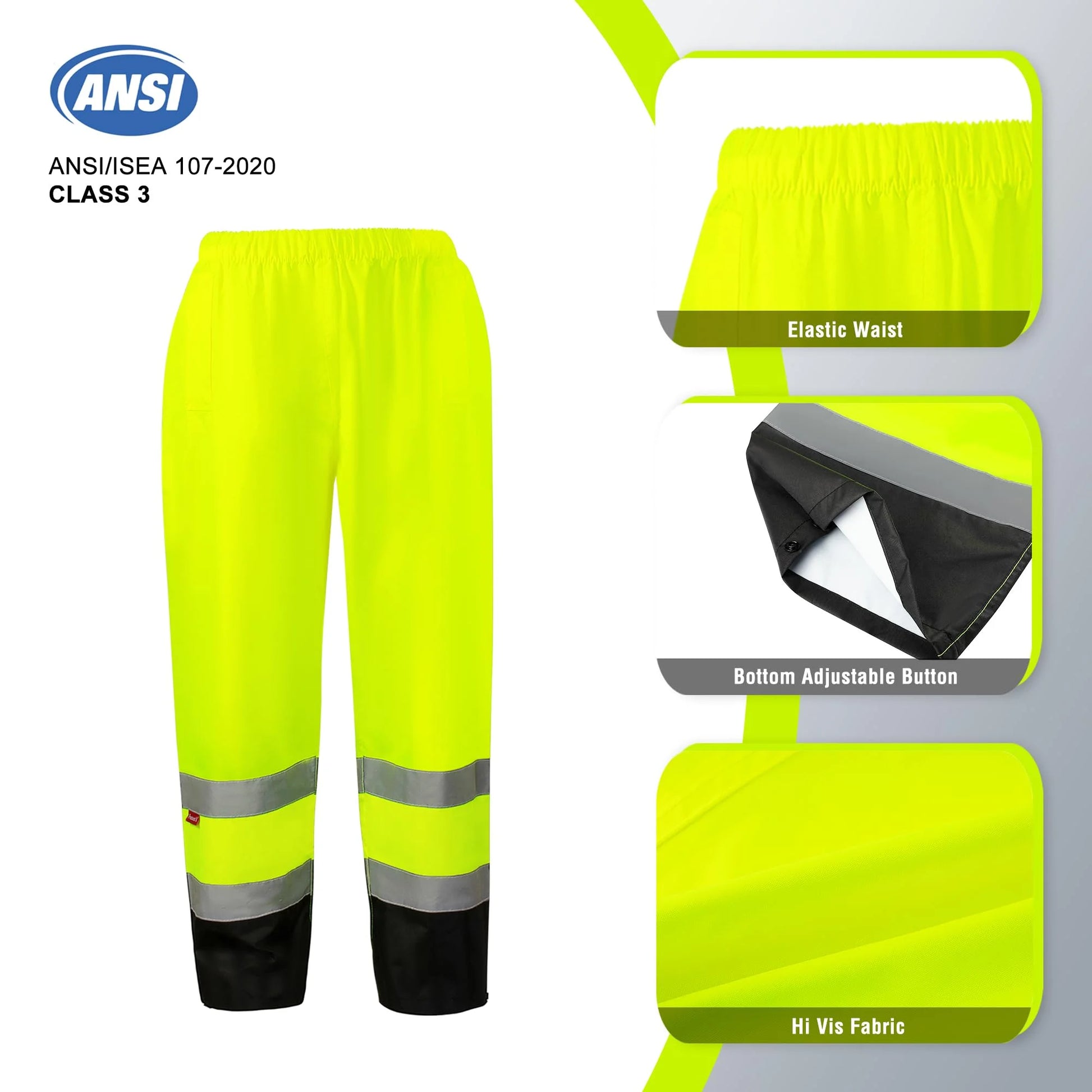 Hi Vis Safety Rain Jacket and Pants, Waterproof Reflective Rain Gear for Farming Fishing Work, Men Women Rain Suit with Inner Mesh Lining and Pockets, Green