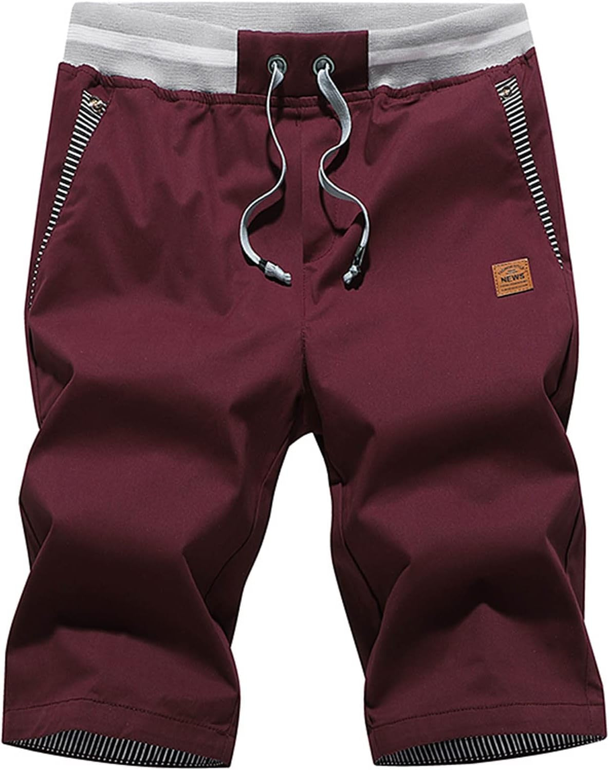 Justsun Mens Shorts Casual Classic Fit Cotton Summer Beach Shorts with Elastic Waist and Pockets