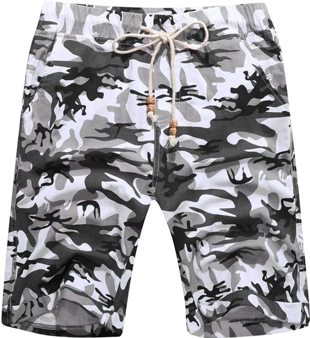Boisouey Men'S Linen Casual Classic Fit Short Summer Beach Shorts