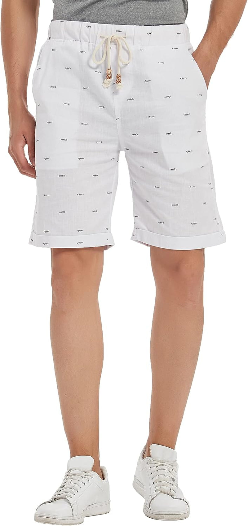 Janmid Men'S Linen Shorts Casual Drawstring Summer Beach Shorts for Men