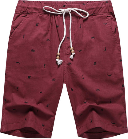 Boisouey Men'S Linen Casual Classic Fit Short Summer Beach Shorts