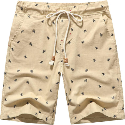 Janmid Men'S Linen Shorts Casual Drawstring Summer Beach Shorts for Men