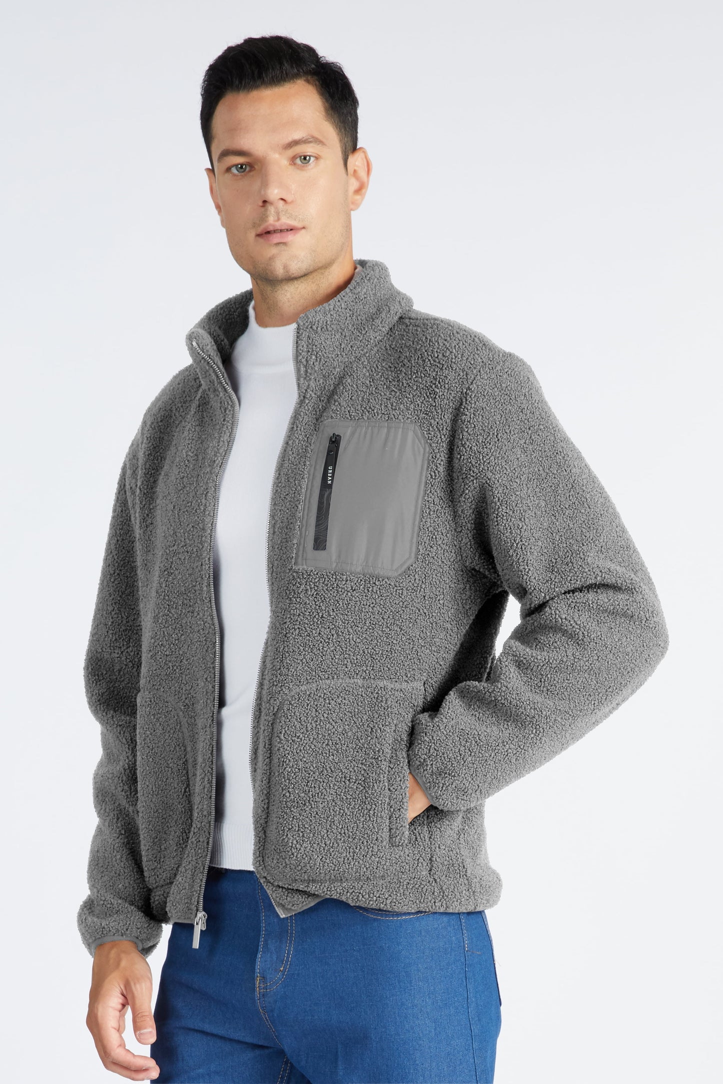 Men'S 220GSM Fleece Jacket, Warm with Pockets, Sizes S-3XL