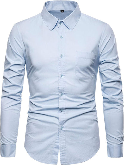 Men’S Long Sleeve Casual Button down Dress Shirts with Chest Pocket