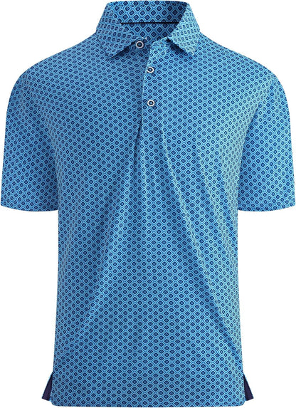 Esabel.C Golf Shirts for Men Dry Fit Performance Short Sleeve Print Moisture Wicking Collared Shirt