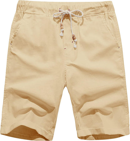 Janmid Men'S Linen Shorts Casual Drawstring Summer Beach Shorts for Men