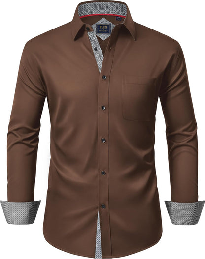 Alimens & Gentle Men'S Dress Shirts Long Sleeve Wrinkle-Free Business Casual Button down Shirt
